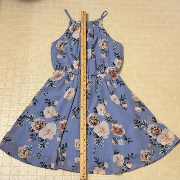 Blue Rain Floral Blue Sleeveless Dress - Picture 4 of 6